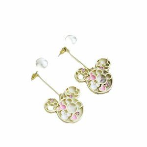 NEW Gold Pink Mickey Mouse Dangle Earrings Pearl